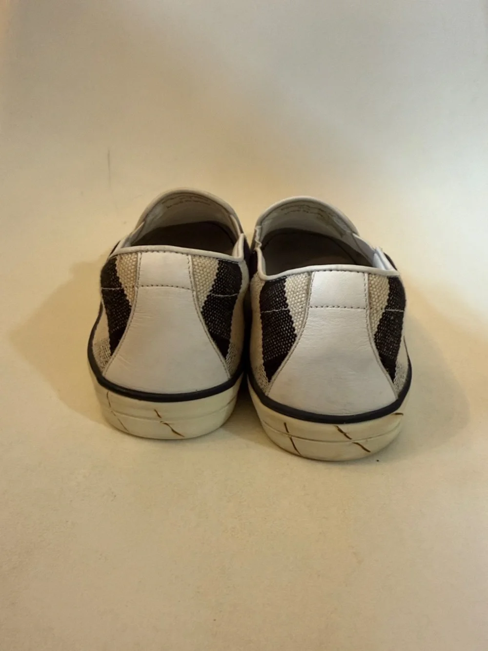 Burberry Women's Navy Slip-On Sneakers with Red Stripe 37.5 7.5 - Picture 2 of 12